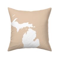 Michigan silhouette - 18" white on driftwood tan
