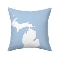 Michigan silhouette - 18" white on light blue