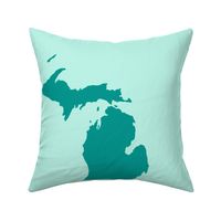 Michigan silhouette - 18" teal on mint