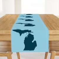 Michigan silhouette - 18" navy on light blue