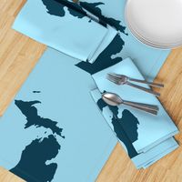 Michigan silhouette - 18" navy on light blue