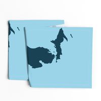 Michigan silhouette - 18" navy on light blue