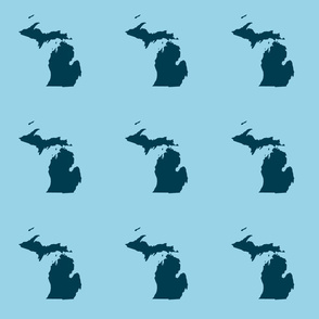 Michigan silhouette - 6" navy on light blue