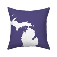 Michigan silhouette - 18" white on purple
