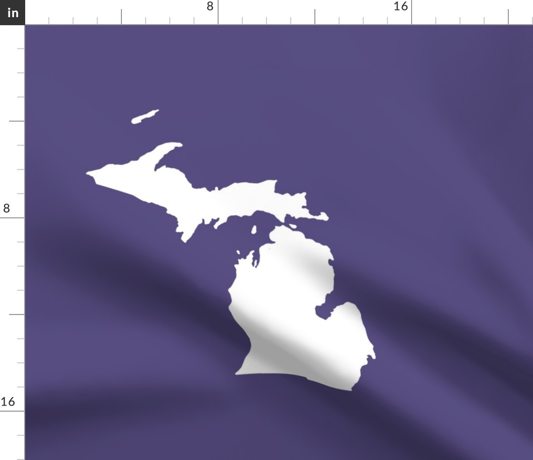 Michigan silhouette - 18" white on purple