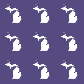 Michigan silhouette - 6" white on purple