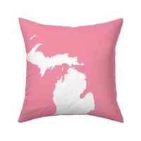 Michigan silhouette - 18" white on pink