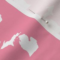 mini Michigan silhouette - 3" white on pink