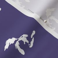 mini Great Lakes silhouette - 3" white on purple