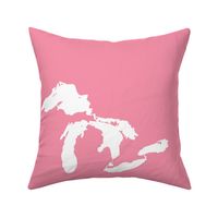 Great Lakes silhouette - 18" white on pink