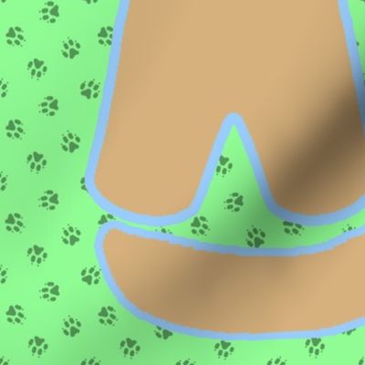 Kawaii Pitbull Terrier plushie on green - fawn