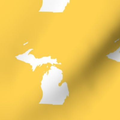 Michigan silhouette - 6" white on yellow