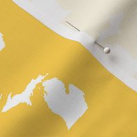 mini Michigan silhouette - 3" white on yellow