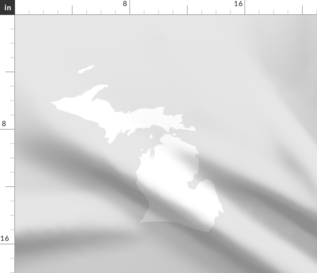 Michigan silhouette - 18" white on pale grey