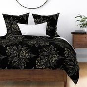 Parrot Tulips & Ferns - Black - LARGE