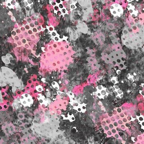 Grunge Dots Watercolor Paint Splatter Black& White Grey Pink