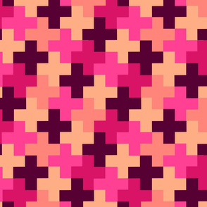 Multicoloured Crosses: Variations in Pink by Cheerful Madness!!