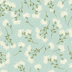 Floral Sprigs in mint a whimsical happy flower print