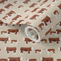 hereford cattle and calf fabric farm fabrics - sand