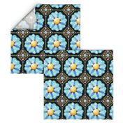 Blue Daisy Boho on black