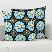 Blue Daisy Boho on black