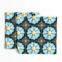 Blue Daisy Boho on black