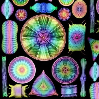 Ernst Haeckel Diatomea Diatoms on Black 