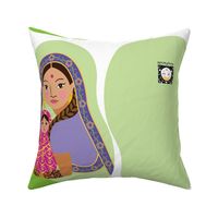 Indian Mother and Baby, Doll Pillow, Purple and Pink, Cut and Sew