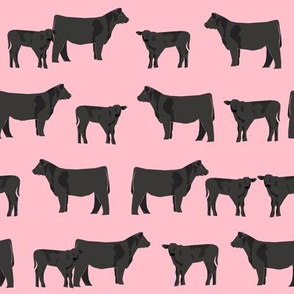 black angus fabric cattle and cow fabric cow design -  pink