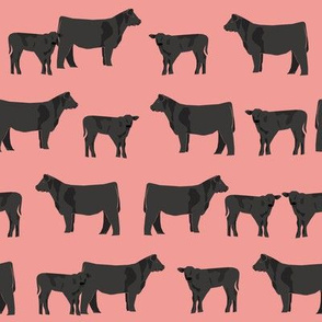 black angus fabric cattle and cow fabric cow design - peach