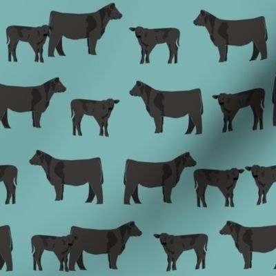 black angus fabric cattle and cow fabric cow design - blue