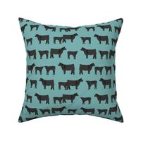 black angus fabric cattle and cow fabric cow design - blue