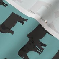 black angus fabric cattle and cow fabric cow design - blue