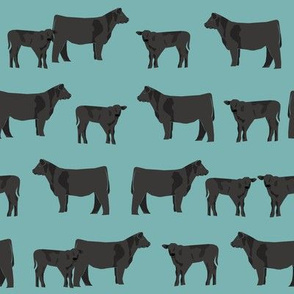 black angus fabric cattle and cow fabric cow design - blue