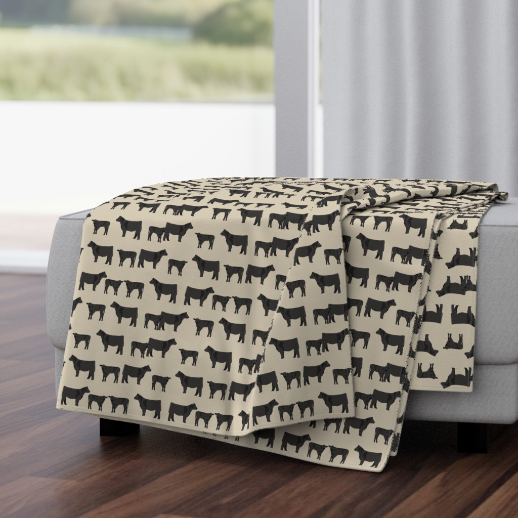 black angus fabric cattle and cow fabric cow design - sand