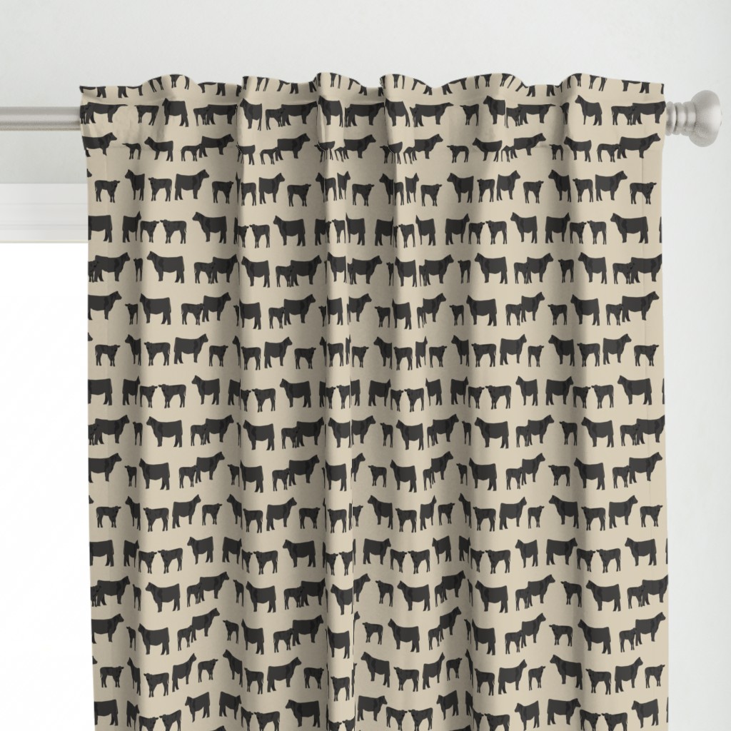 black angus fabric cattle and cow fabric cow design - sand