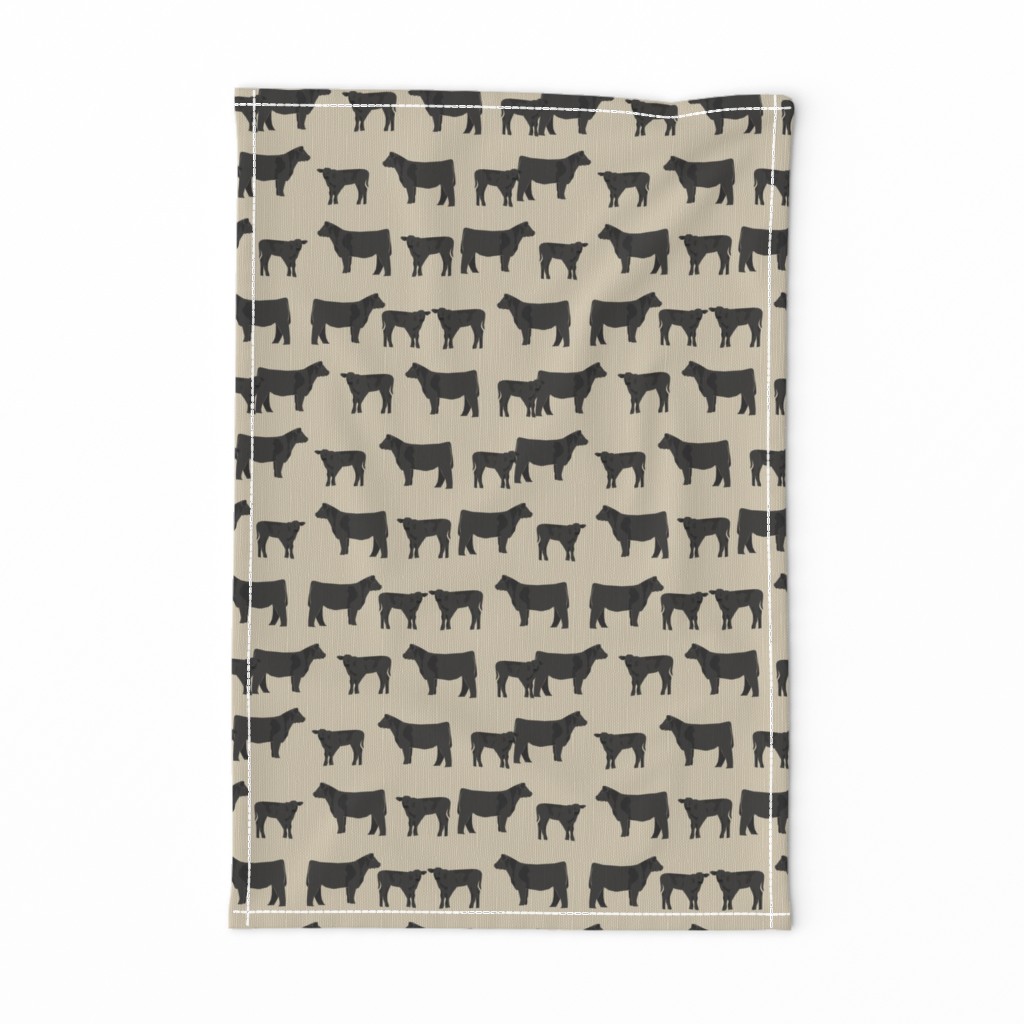 black angus fabric cattle and cow fabric cow design - sand