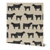 black angus fabric cattle and cow fabric cow design - sand