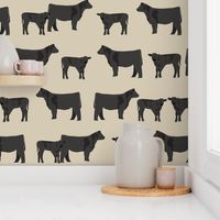 black angus fabric cattle and cow fabric cow design - sand
