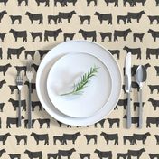 black angus fabric cattle and cow fabric cow design - sand