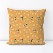 Vintage Hummingbirds in Blue and Mustard