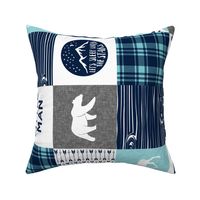 Little man & Happy Camper patchwork wholecloth || navy and teal  (90)