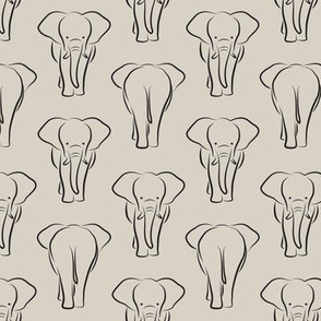 elephants coming and going - beige