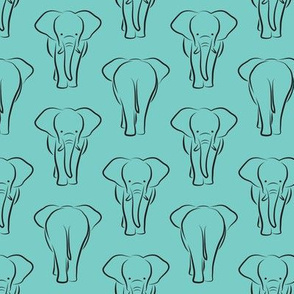 elephants coming and going - teal