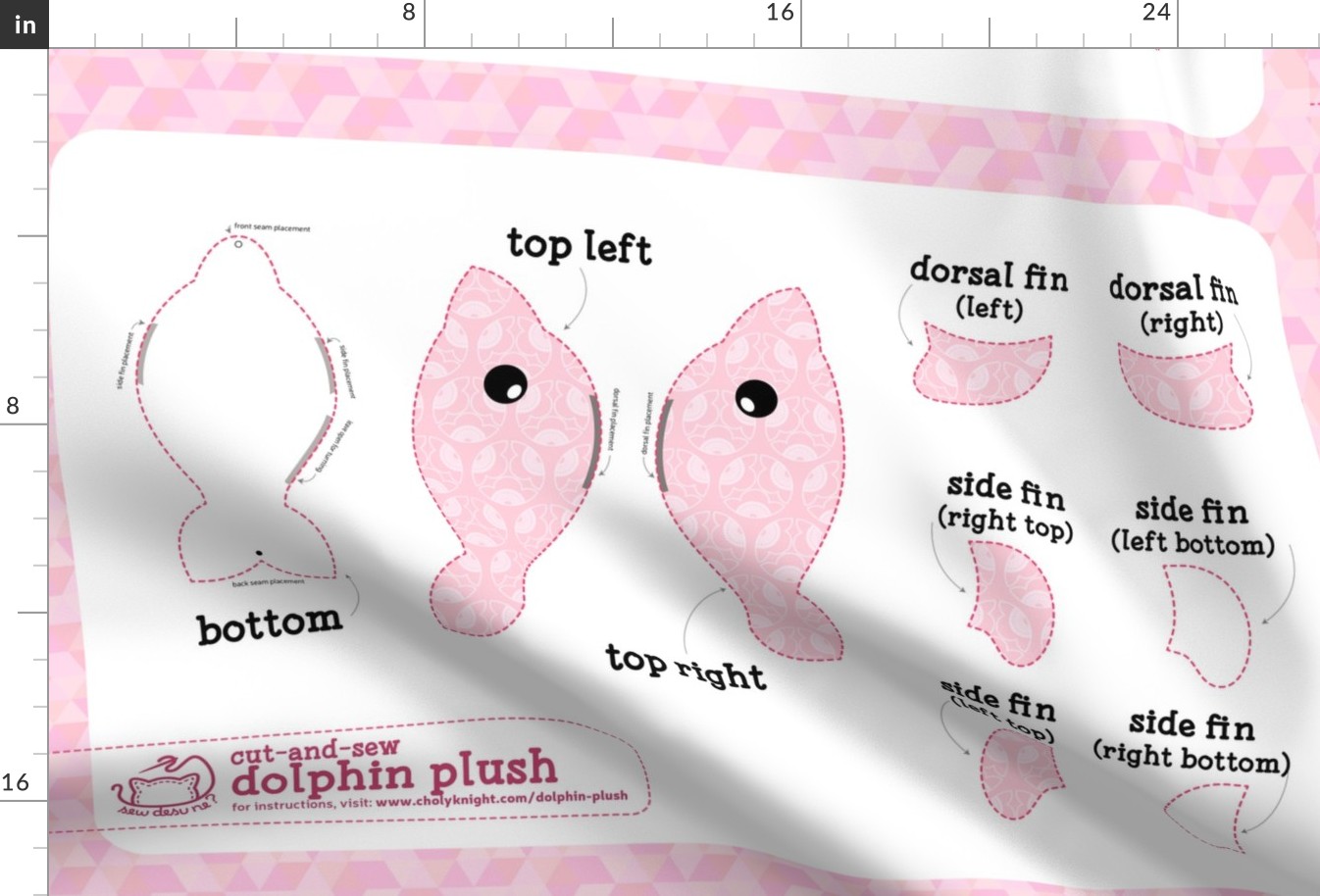 Cut & Sew Pink Dolphin Plush