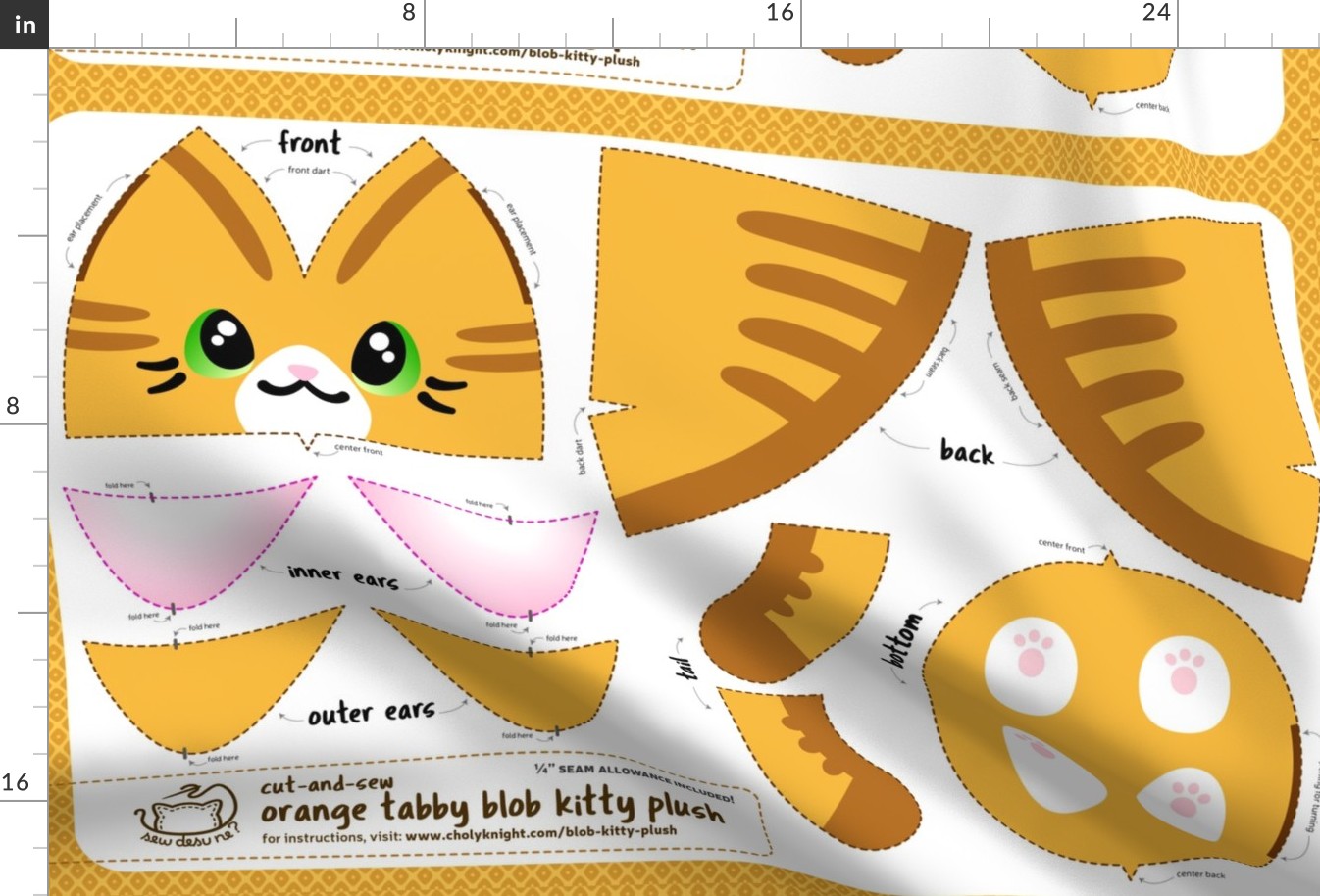 Cut & Sew Orange Blob Kitty Plush