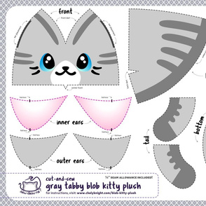 Cut & Sew Gray Blob Kitty Plush