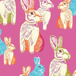 Retro Rabbits Pink