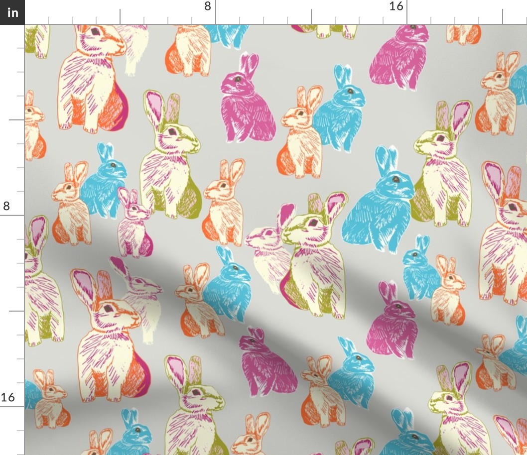 Retro Rabbits Grey