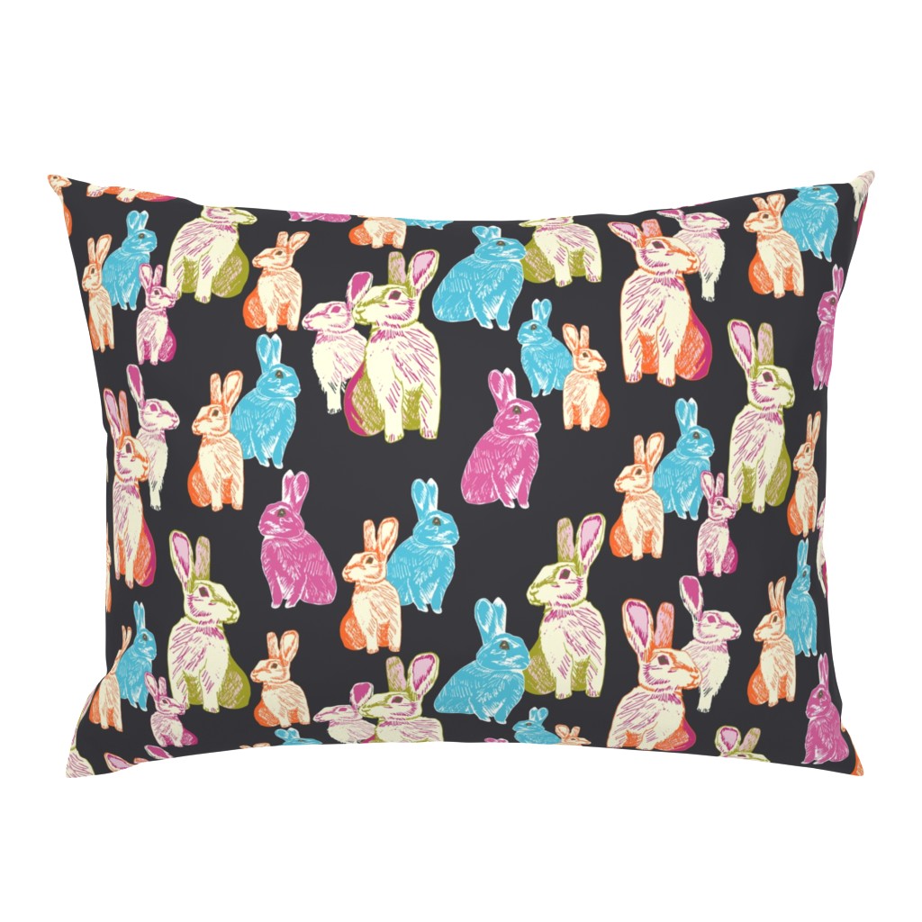 Retro Rabbits Charcoal